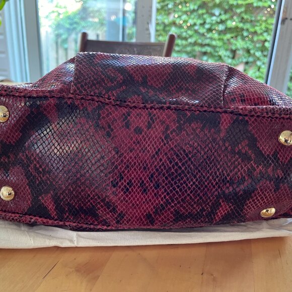 Michael Kors Folton Snakeskin Purse Red Large - Picture 4 of 9